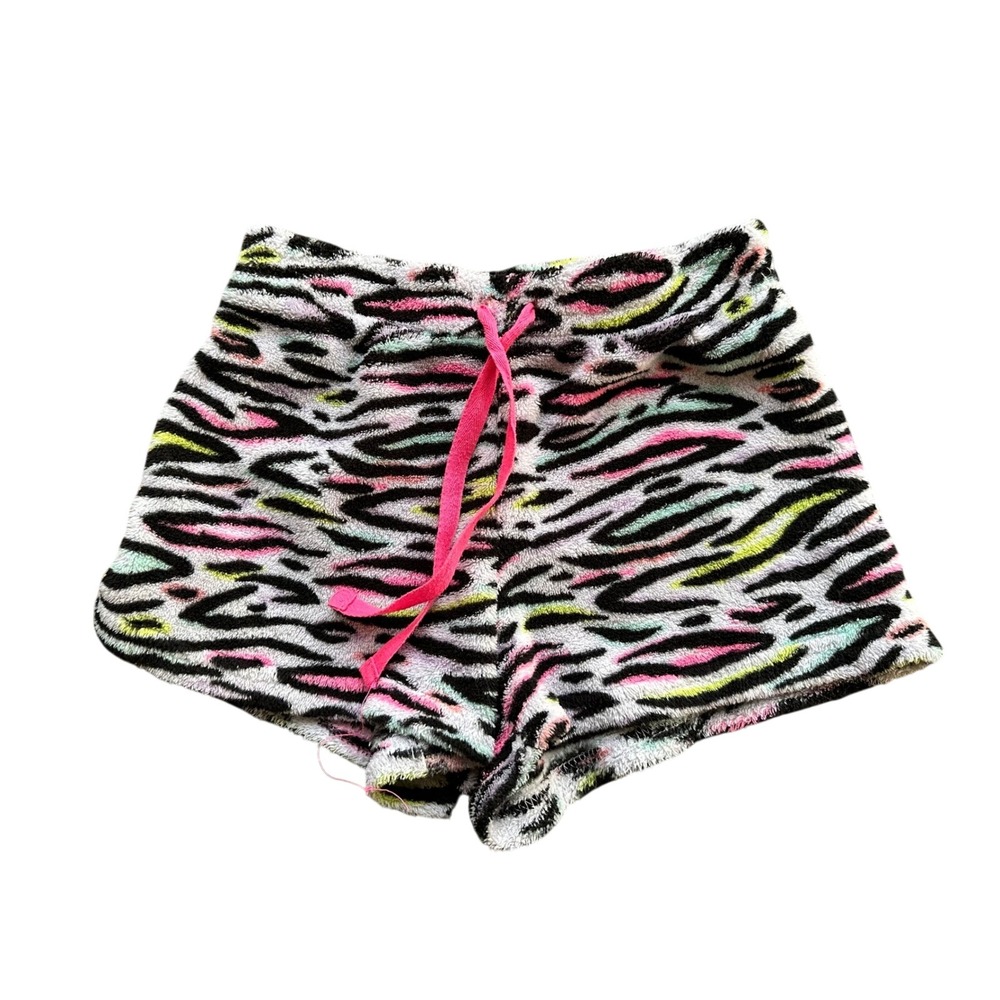 Joe Boxer Girls Pajama Shorts Zebra Print Multi Color Fleece Sleepwear M 7/8